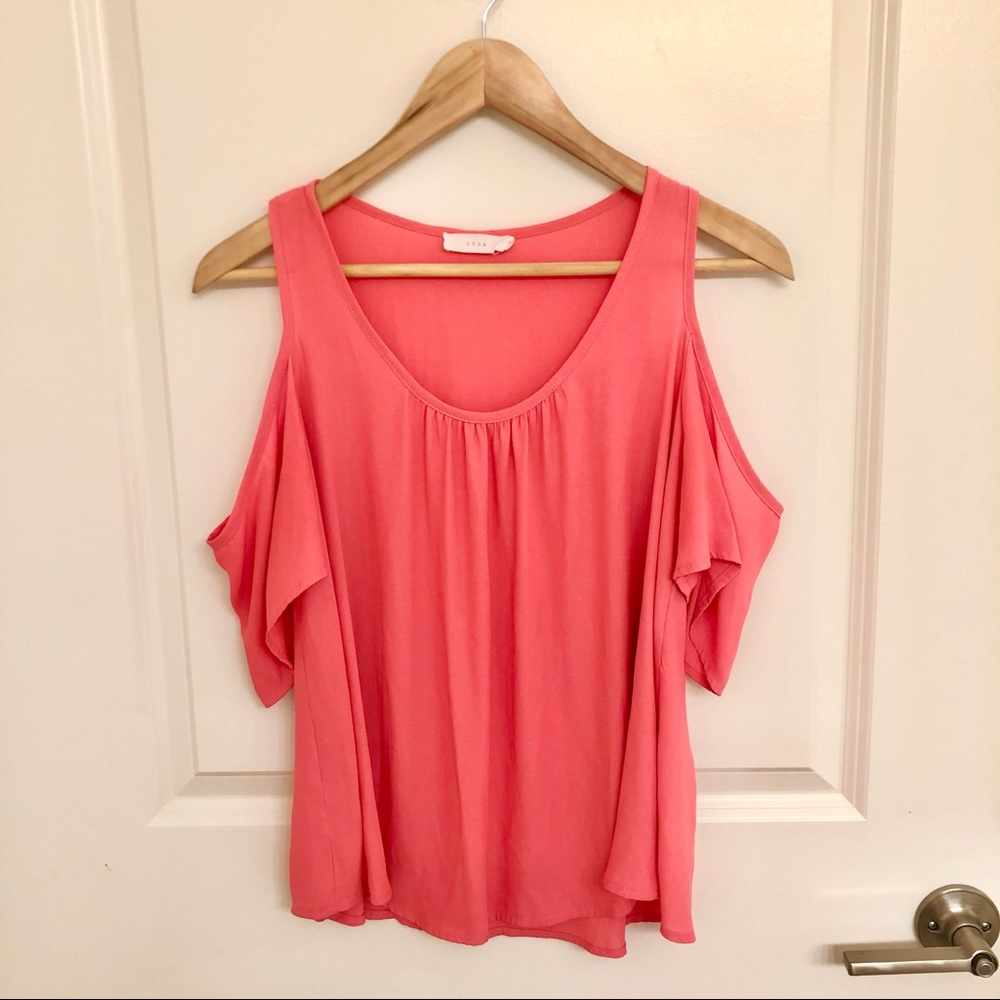Lush Pink Cold Shoulder Blouse